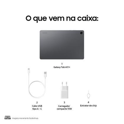 Imagem de Tablet Samsung Galaxy Tab A11+, 128GB, 6GB RAM, Tela de 11", Câmera traseira 8MP, WiFi, Android 16