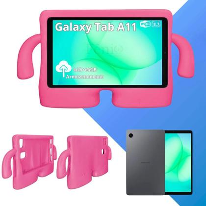 Tablet Samsung Galaxy Tab A11 64GB 4GB RAM WiFi Tela 8.7 90Hz Com Capa Infantil Rosa