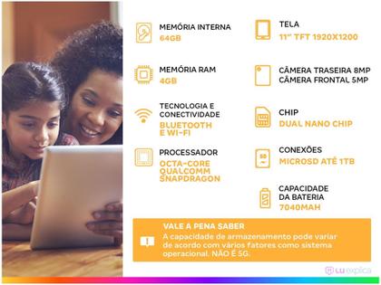 Imagem de Tablet Samsung Galaxy Tab A9+ 11” 64GB - 4GB RAM Android 13 Octa Core Wi-Fi