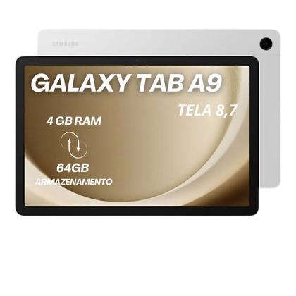 Imagem de Tablet Samsung Galaxy Tab A9 64gb 4gb Chip 4g Com Capa de Silicone Protetora e Película X115 Prata