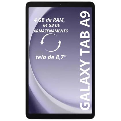 Imagem de Tablet Samsung Galaxy Tab A9 Chip 4G 64GB 4GB Ram Tela 8.7 Polegadas Com Teclado Bluetooth Preto e Capa Giratória Modelo X115 Grafite