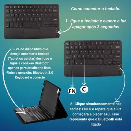 Imagem de Tablet Samsung Galaxy Tab A9 Plus 128GB 8GB Rede 5G Com Capa Teclado Smart Case Preta Versátil Para Estudo ou Trabalho Modelo X216B Graphite