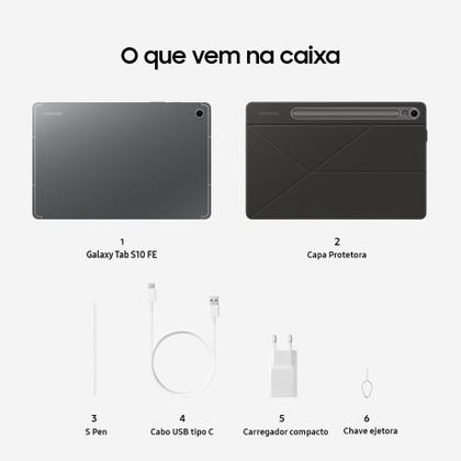 Tablet Samsung Galaxy Tab S10 FE 5G, 128GB, 8GB, Tela 10.9" 90Hz, S Pen e Capa Inclusas Imagem de Tablet Samsung Galaxy Tab S10 FE 5G, 128GB, 8GB, Tela 10.9" 90Hz, S Pen e Capa Inclusas