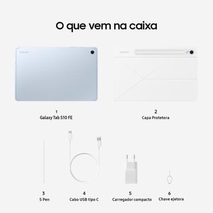Tablet Samsung Galaxy Tab S10 FE 5G, 128GB, 8GB, Tela 10.9" 90Hz, S Pen e Capa Inclusas Imagem de Tablet Samsung Galaxy Tab S10 FE 5G, 128GB, 8GB, Tela 10.9" 90Hz, S Pen e Capa Inclusas
