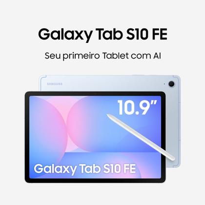 Tablet Samsung Galaxy Tab S10 FE 5G, 128GB, 8GB, Tela 10.9" 90Hz, S Pen e Capa Inclusas Imagem de Tablet Samsung Galaxy Tab S10 FE 5G, 128GB, 8GB, Tela 10.9" 90Hz, S Pen e Capa Inclusas