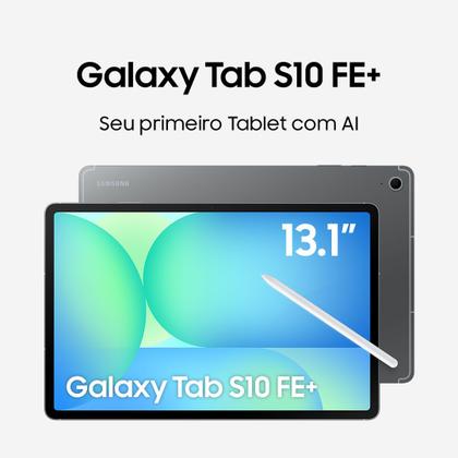 Imagem de Tablet Samsung Galaxy Tab S10 FE+ 5G, 128GB, 8GB, Tela 13.1" 90Hz, S Pen e Capa Inclusas