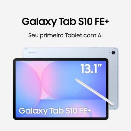 Imagem de Tablet Samsung Galaxy Tab S10 FE+ 5G, 128GB, 8GB, Tela 13.1" 90Hz, S Pen e Capa Inclusas