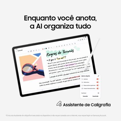 Imagem de Tablet Samsung Galaxy Tab S10 FE WiFi, 128GB, 8GB, Tela 10.9" 90Hz, S Pen e Capa Inclusas