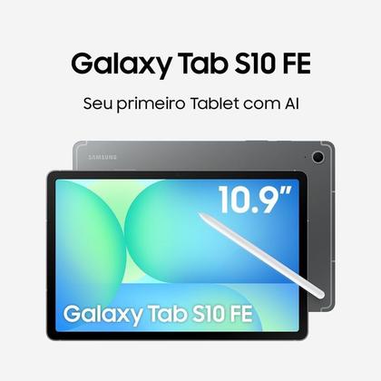 Imagem de Tablet Samsung Galaxy Tab S10 FE X526B, 128GB, 8GB RAM, Tela 10,9 pol, Câmera 8MP, Frontal 12MP, Android 14, Bateria 8000mAh, 5G, Caneta S Pen, PRATA