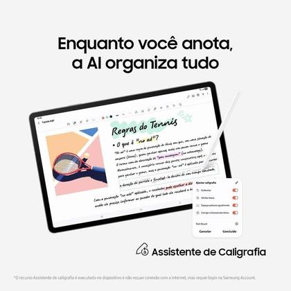 Imagem de Tablet Samsung Galaxy Tab S10 FE X526B, 128GB, 8GB RAM, Tela 10,9 pol, Câmera 8MP, Frontal 12MP, Android 14, Bateria 8000mAh, 5G, Caneta S Pen, PRATA
