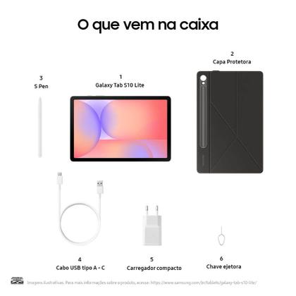 Imagem de Tablet Samsung Galaxy Tab S10 Lite WiFi, 256GB, 8GB RAM, Tela 10.9", S Pen e Capa Smartbook Cover Inclusas