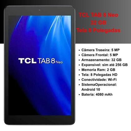Imagem de Tablet TCL Tab 8 Neo 32 GB 2 GB Ram Tela 8 Câmera Traseira 5Mp Frontal 5Mp Bateria 4080mAh Wi-fi Preto