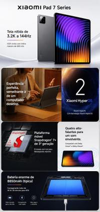 Imagem de Tablet Xiaomi Pad 7 256GB 8GB Cinza Snapdragon 7 Gen 3 Tela de 11,2 e 3.2K 144Hz Bateria de 8850mAh WiFi 6E
