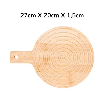 Imagem de Tábua Bambu Pequena 27cm Redonda Madeira Decoração Churrasco
