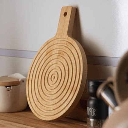 Imagem de Tábua Bambu Pequena 27cm Redonda Madeira Decoração Churrasco