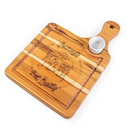 Imagem de Tábua Burguer Time alça Lateral com 1 Ramekin 42x28cm Tecawood
