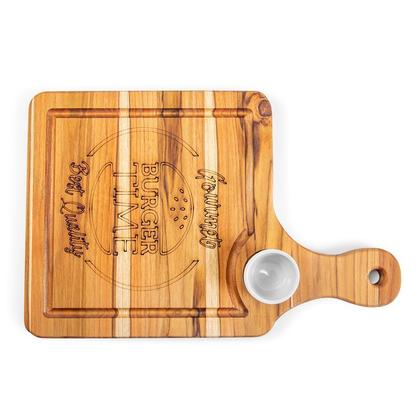 Imagem de Tábua Burguer Time alça Lateral com 1 Ramekin 42x28cm Tecawood