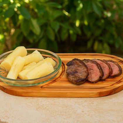 Imagem de Tábua de Churrasco Oval Prato Madeira Rústica 45cm Gamela