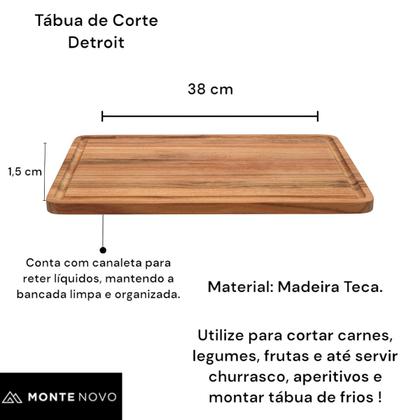 Imagem de Tábua de Corte Carne Servir Madeira Teca Monte Novo Detroit