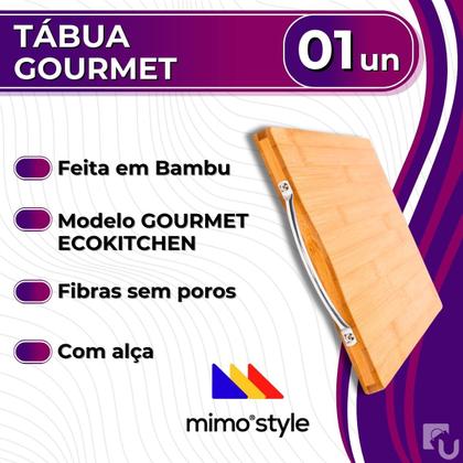 Imagem de Tábua de Corte Gourmet EcoKitchen Bambu 35cm Mimo Style Cozinha Carne Churrasco Legumes