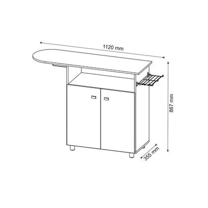 Imagem de Tábua De Passar 2 Portas 112x86,7x35,5 cm Branca Tecnomobili
