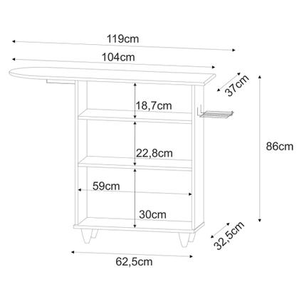 Imagem de Tábua de Passar Com Balcão 2 Portas 1 Gaveta Larissa Preto - Lumil