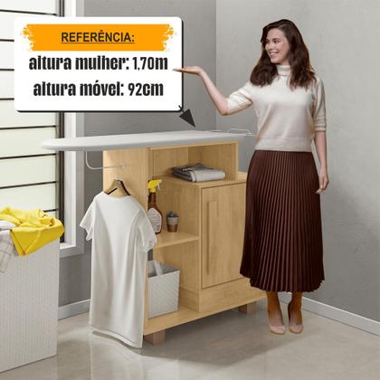 Imagem de Tábua de Passar Havaí com 1 Porta 2 Nichos e Suporte para Ferro e Cabideiro RV Móveis Marrom/Cinamomo/Branco