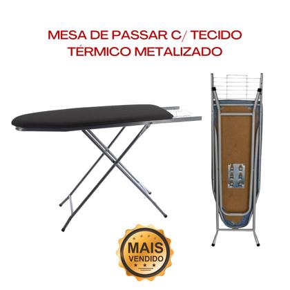Imagem de Tábua de Passar Passadeira Mesa Extra Forte Dobrável com Porta Ferro 3 Níveis de Altura Someway