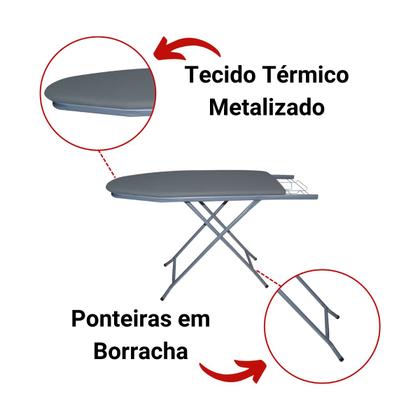 Imagem de Tábua de Passar Passadeira Mesa Extra Forte Dobrável com Porta Ferro 3 Níveis de Altura Someway