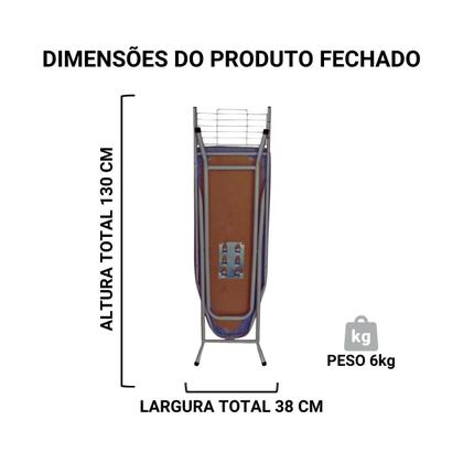 Imagem de Tábua de Passar Passadeira Mesa Extra Forte Dobrável com Porta Ferro 3 Níveis de Altura Someway