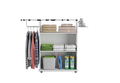 Imagem de Tábua de Passar Roupa com Armário 2 Portas Prateleira Suporte Para Ferro Cabideiro