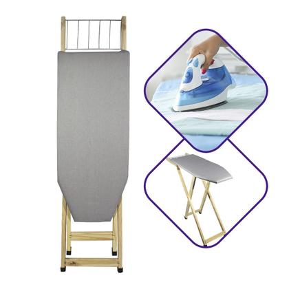 Imagem de Tábua de Passar Roupa Com Tecido Térmico com 2 Regulagens de Altura de Madeira reflorestada