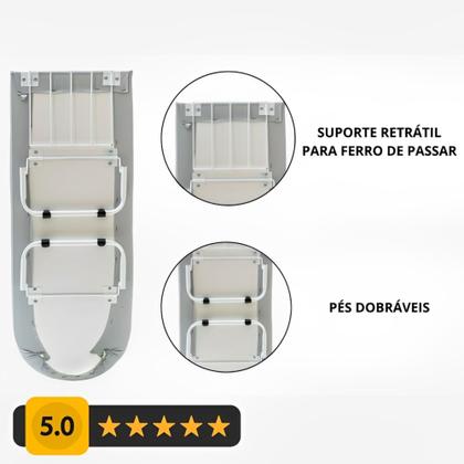 Imagem de Tabua De Passar Roupa Dobrável Portátil Mesa Com Porta Ferro retrátil