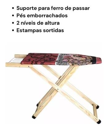 Imagem de Tabúa de Passar Roupa Madeira Resistente Com 2 Níveis Altura Top