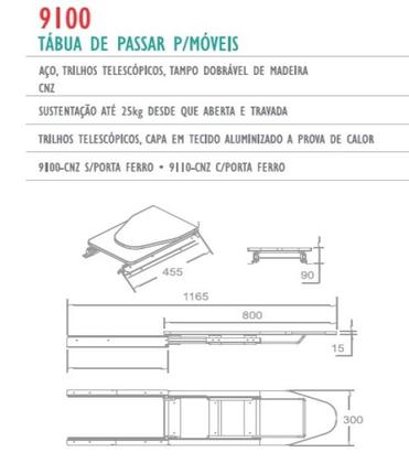 Imagem de Tábua de Passar Roupas Embutir Dobrável Cinza Base