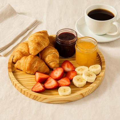 Imagem de Tábua de Queijos e Frios Redonda Madeira Pinus Grande 30cm