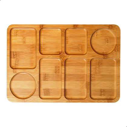 Imagem de Tabua Frios Petisqueira Retangular Bambu 8 Divisorias Grande