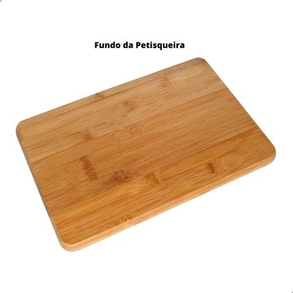 Imagem de Tabua Frios Petisqueira Retangular Bambu 8 Divisorias Grande