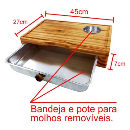 Imagem de Tábua Inteligente De Carne Para Churrasco Madeira C/ Gaveta LATERAL
