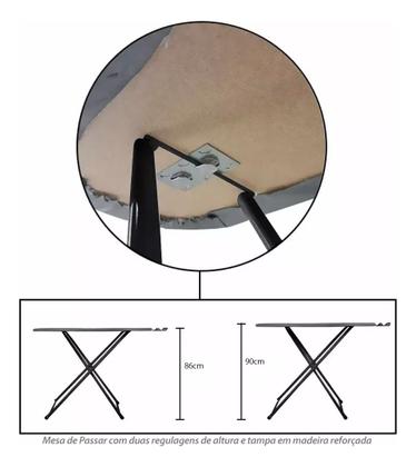 Imagem de Tábua Mesa De Passar Roupa Com Porta Ferro Retrátil Plus F