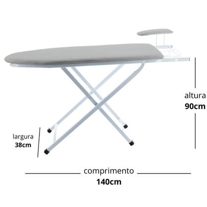 Imagem de Tábua Mesa de Passar Roupas Grande Tecido Térmico Metalizado Aço Reforçado Tampo de Madeira Utilaço