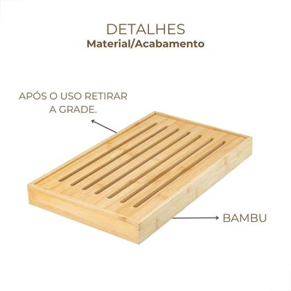 Imagem de Tábua Migalheira De Bambu Papa Migalha Para Corte Pães Bolos