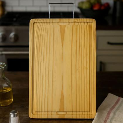 Imagem de Tábua para Churrasco com Alça Cromada  Servir Carnes, Frios e Petiscos, Mesa Posta, - Madefer