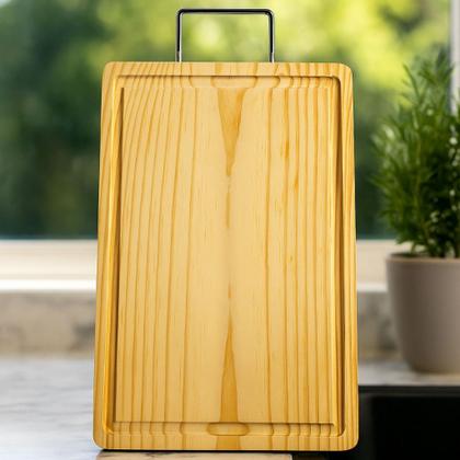 Imagem de Tábua para Churrasco com Alça Cromada  Servir Carnes, Frios e Petiscos, Mesa Posta, - Madefer