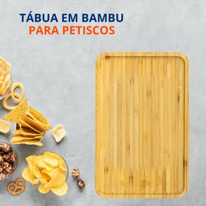 Imagem de Tabua Para Petisco Em Bambu Linha Istambul 24x14x1,5cm Com borda