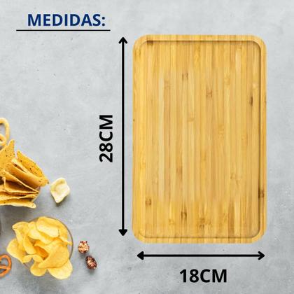Imagem de Tabua Para Petisco Em Bambu Linha Istambul 24x14x1,5cm Com borda