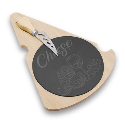 Imagem de Tabua Para Queijo Em Bambu E Pedra - Conjunto Com Faca