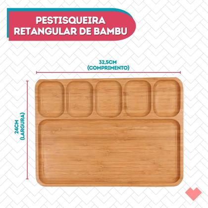 Imagem de Tábua Petisqueira Com Divisorias Bambu Ideal Aperitivos 1 Peça