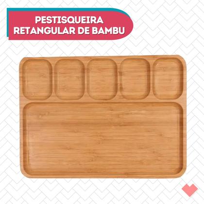 Imagem de Tábua Petisqueira Com Divisorias Bambu Ideal Aperitivos 1 Peça