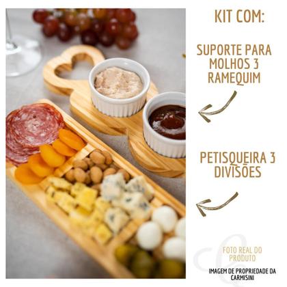 Imagem de Tábua Petisqueira com Molheira em Porcelana Luxo